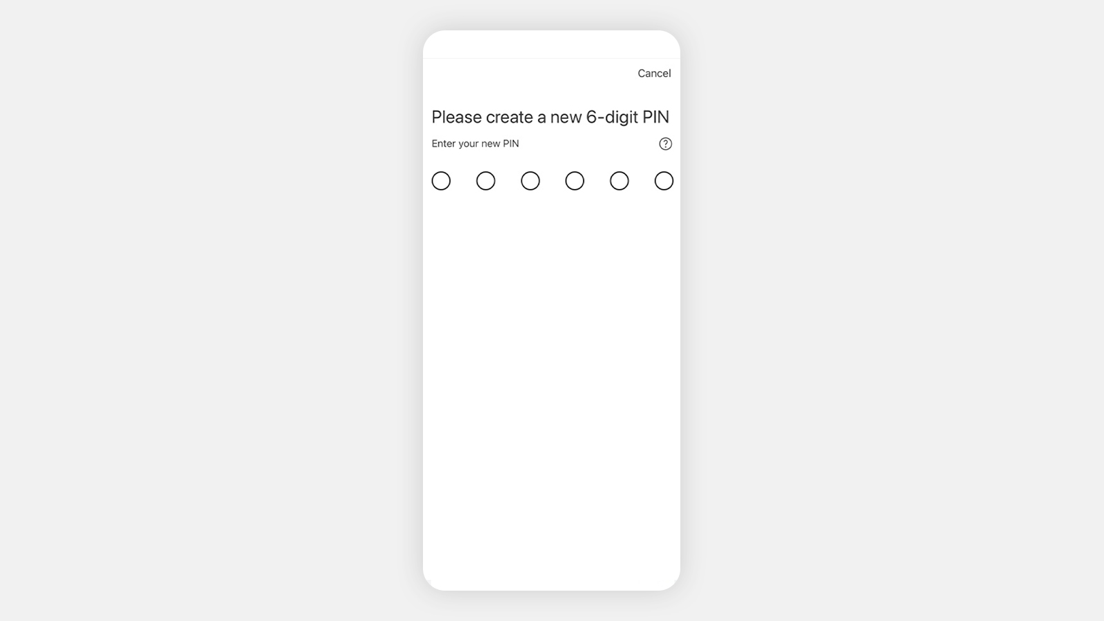 "Create a new 6-Digit PIN" screen