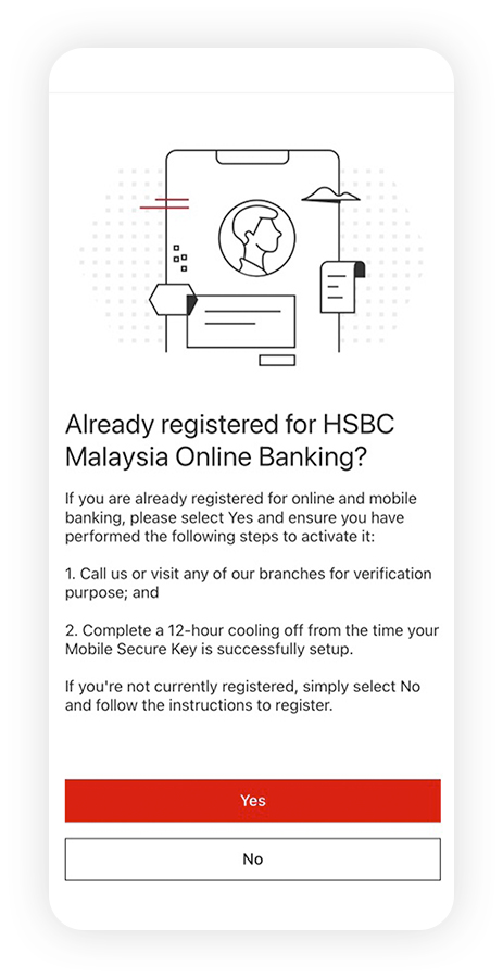 Registration starting page in mobile app